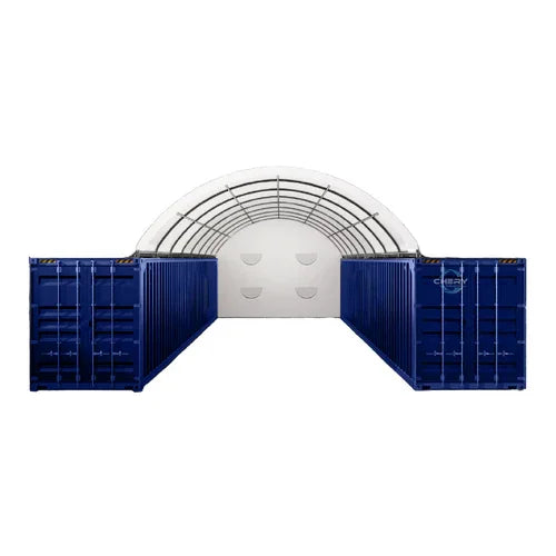 Capannone a Volta Robusto per Container 20x40 Piedi con Fondo Chiuso