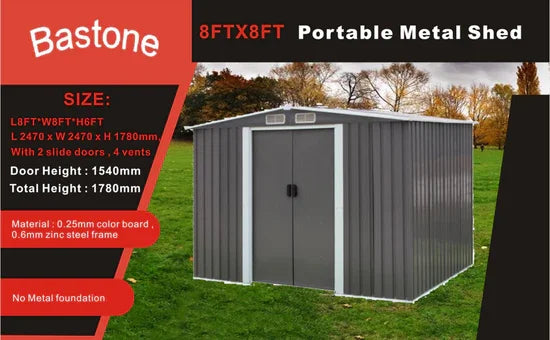 Casetta Porta Attrezzi in Acciaio per Esterni Bastone 8.5x8.4 Piedi