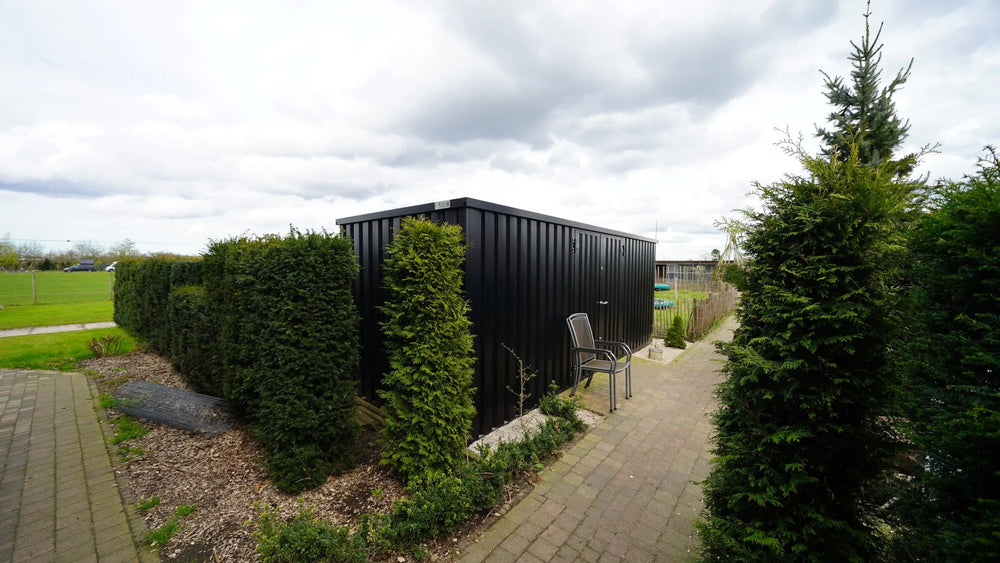 Container di Stoccaggio Modulare 6x2m con Doppio Accesso Laterale Nero Intenso