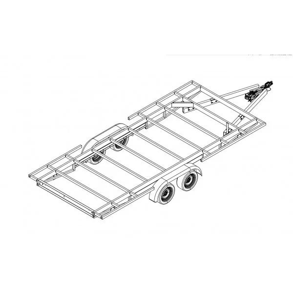 Rimorchio per Tiny House 5,40m x 2,44m - Timone Smontabile (3500 kg) - Premium