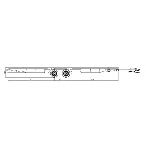 Rimorchio Robusto per Tiny House 7,20x2,44m con Timone Amovibile